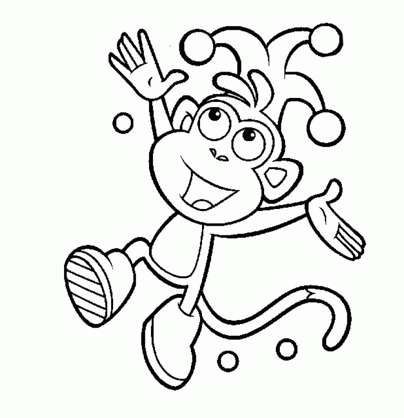 Friends Dora Boots Very Happy Coloring Page - Kids Colouring Pages