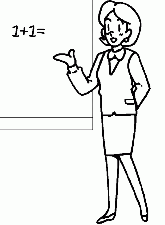 Teacher Coloring To Print - Teacher Cartoon Coloring Pages 