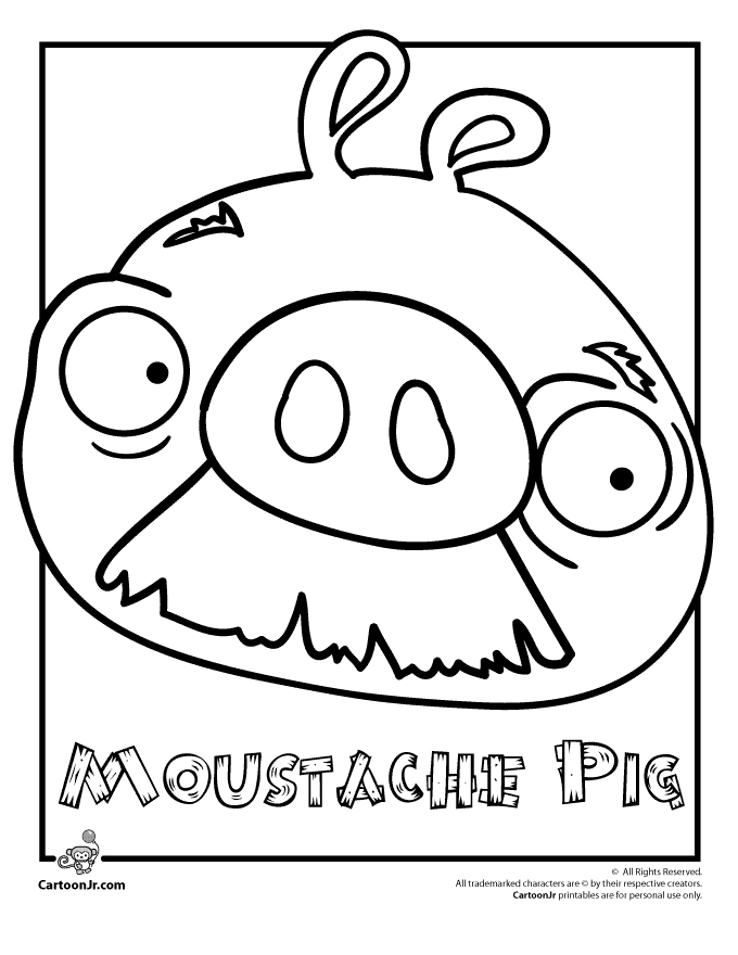 Mustache pig from Angry Birds coloring page