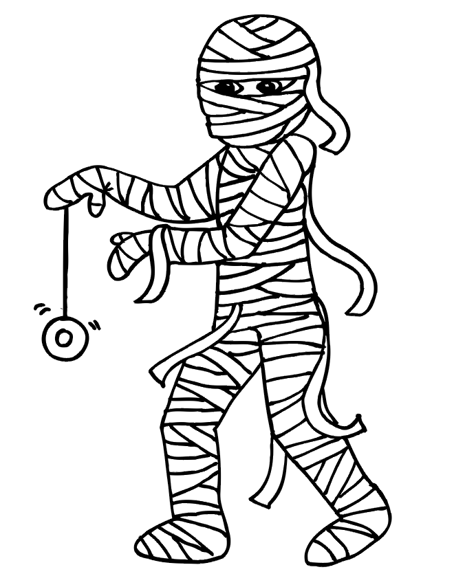 Mummy Coloring Page | Kid Dressed As Mummy