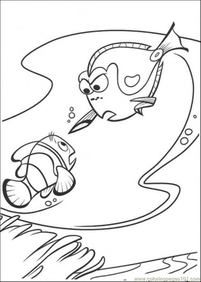Coloring Pages Stopping Nemo (Cartoons > Finding Nemo) - free 