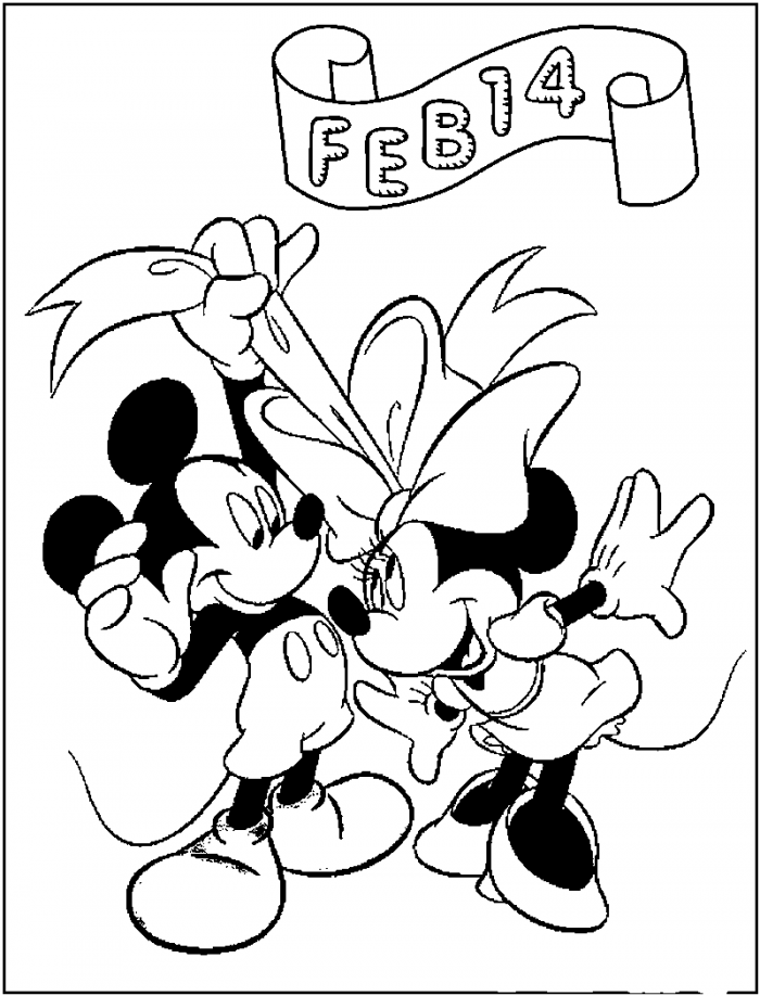Minnie and Mickey Together Coloring Page | Kids Coloring Page