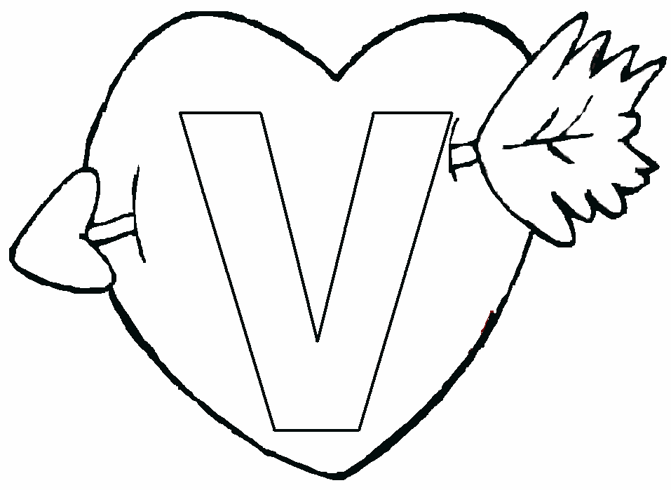 Letter V Is For love Coloring For Kids - Activity Coloring Pages 