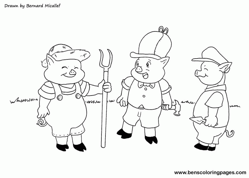 3 pigs Colouring Pages (page 3)