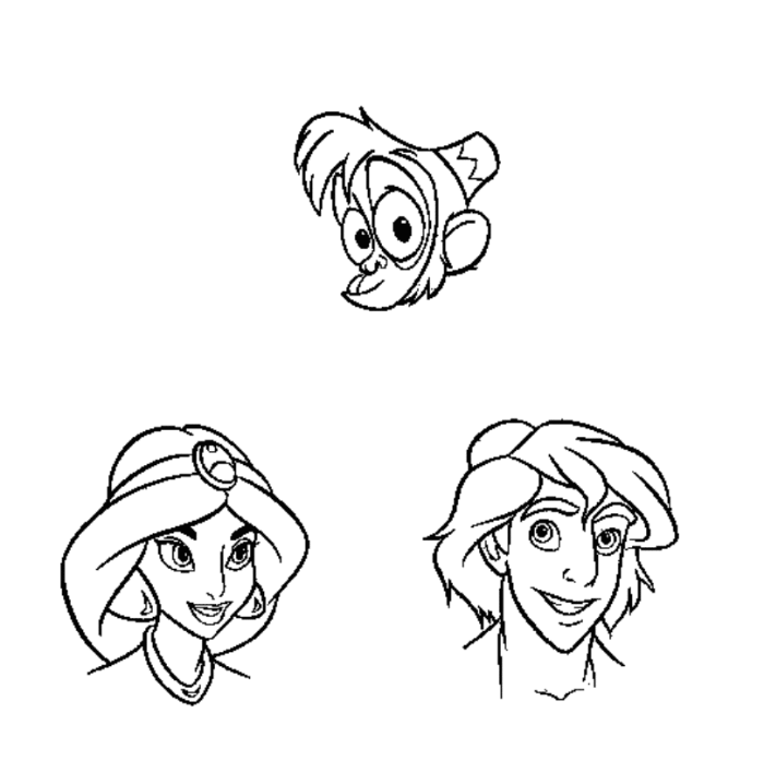 Aladdin Characters Head Coloring Page - Disney Coloring Pages on 