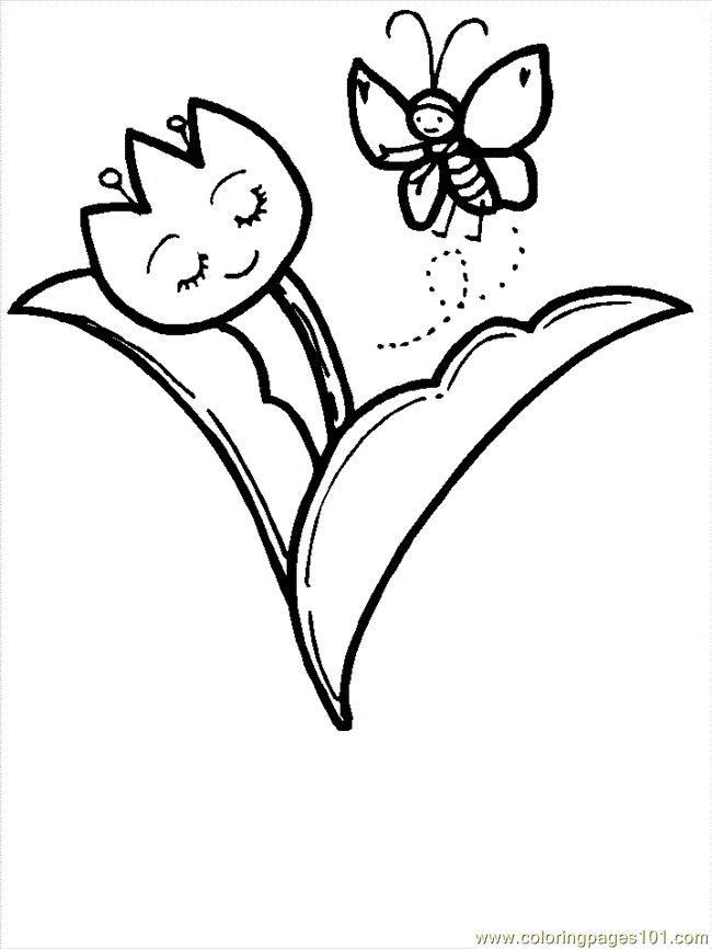 Coloring Pages Flowers with Animals (Cartoons > Flowers with 