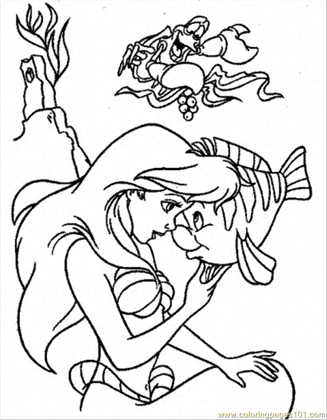 Coloring Pages Ariel Flounder Sebastian (Cartoons > The Little 
