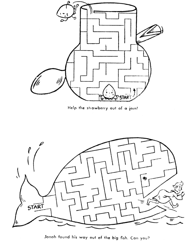 Maze Activity Sheet Pages | Kids Challenging Jonah and the Big 