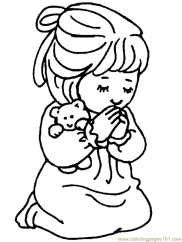 Coloring Pages Praying Girl Coloring Pages 7 Com (Holidays 