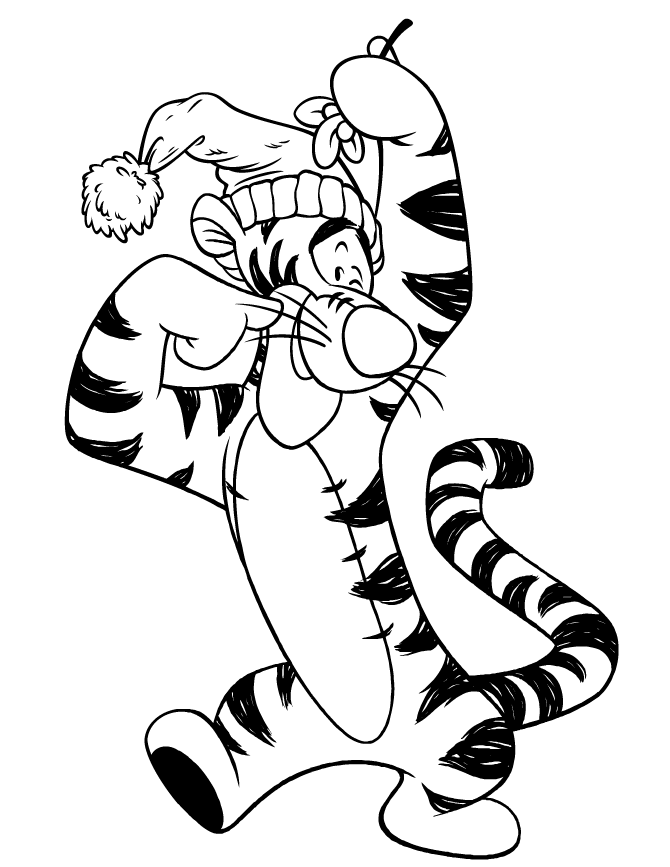 Cool Tigger Dancing In Hat Coloring Page | HM Coloring Pages