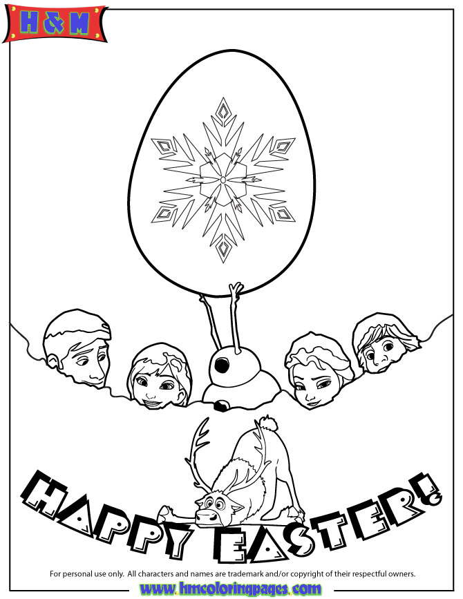 Frozen Characters Happy Easter Coloring Page | Free Printable 