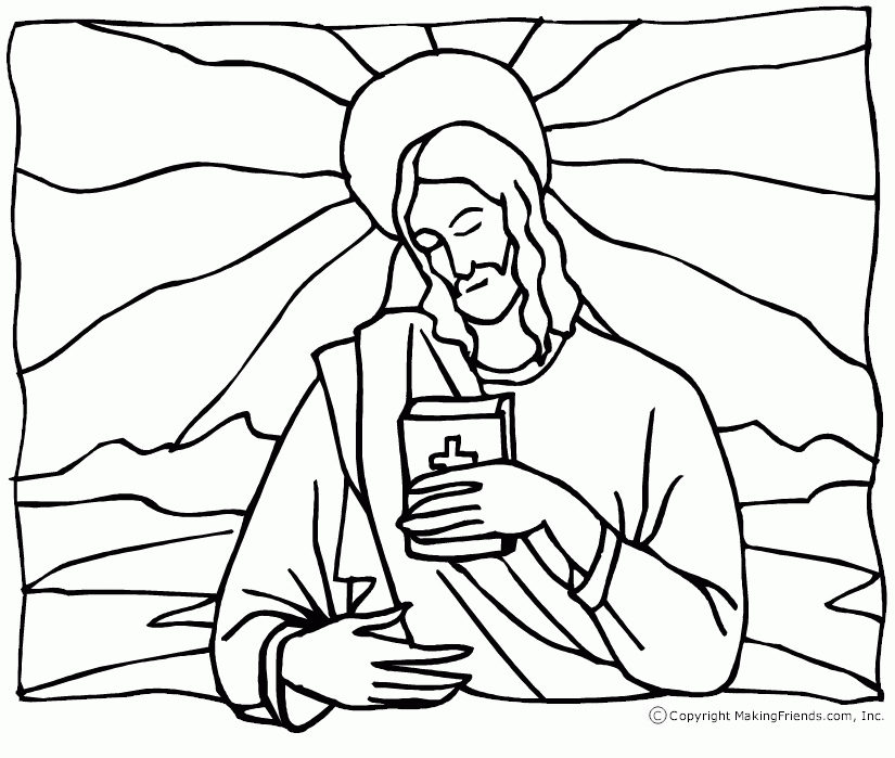 Jesus with the Bible Coloring Page