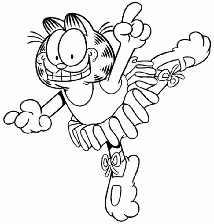 transmissionpress: Coloring Page of Garfield Doing Ballet