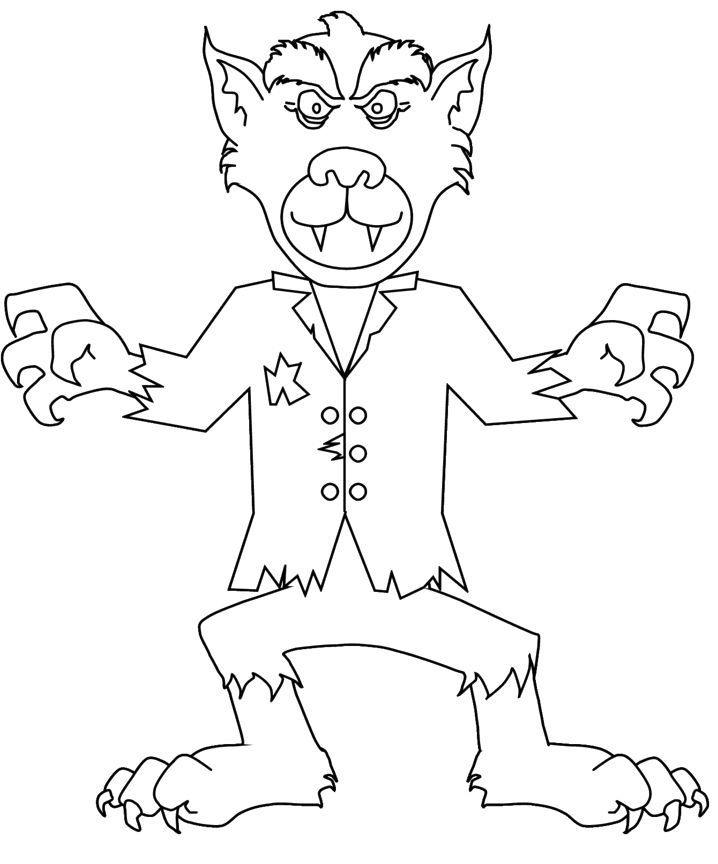 Werewolf Zombie Coloring Page | Cartoon Zombie