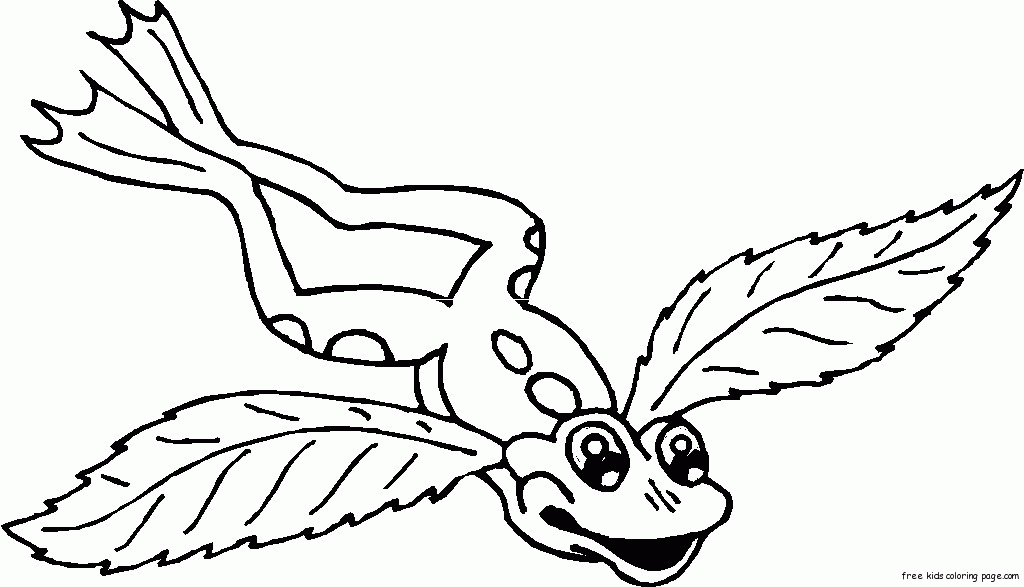 frog with angel wings tattoo coloring pages for kids - Free 