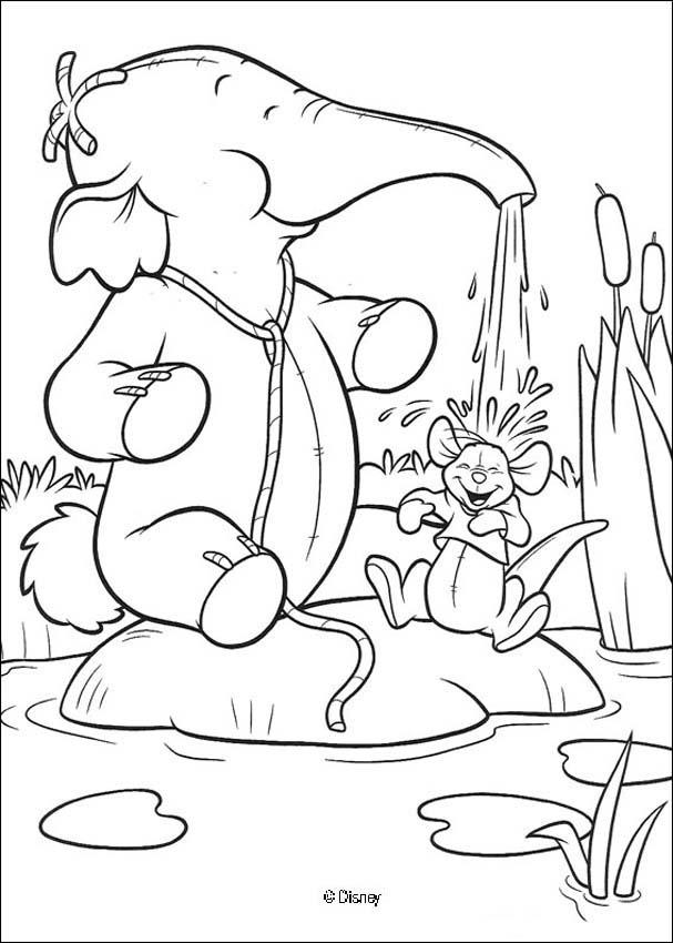 Winnie The Pooh coloring pages - Lumpy and Roo having a shower