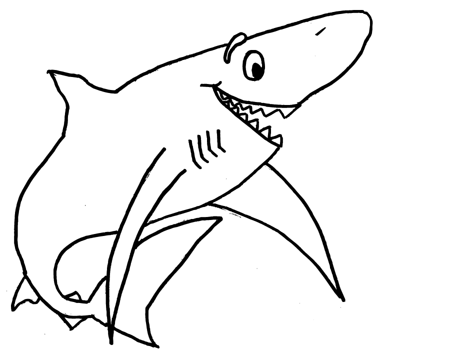 Great White Shark Outline - Coloring Home