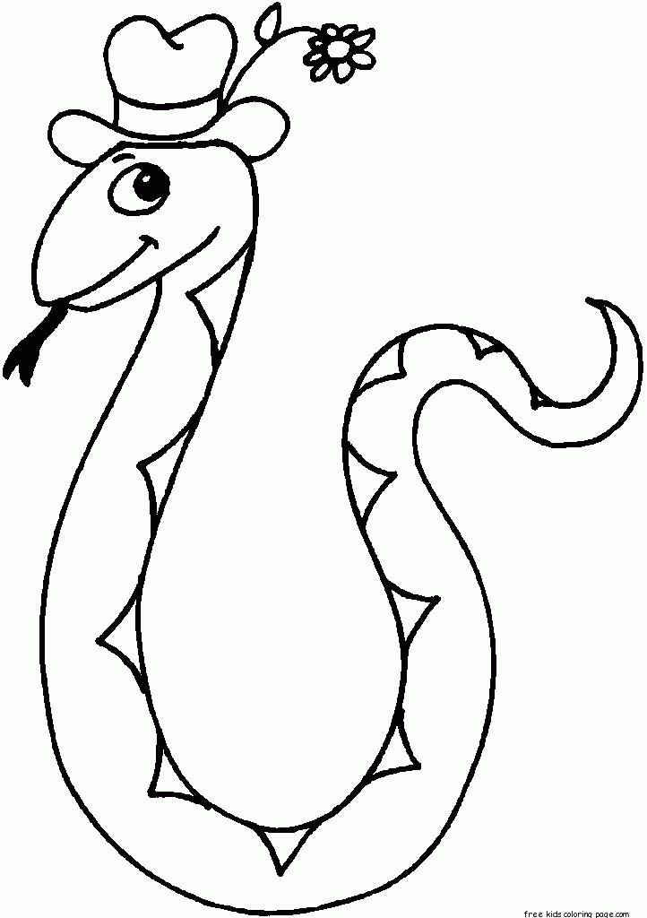 Printable Snake Wearing Hat With Flower coloring pages - Free 