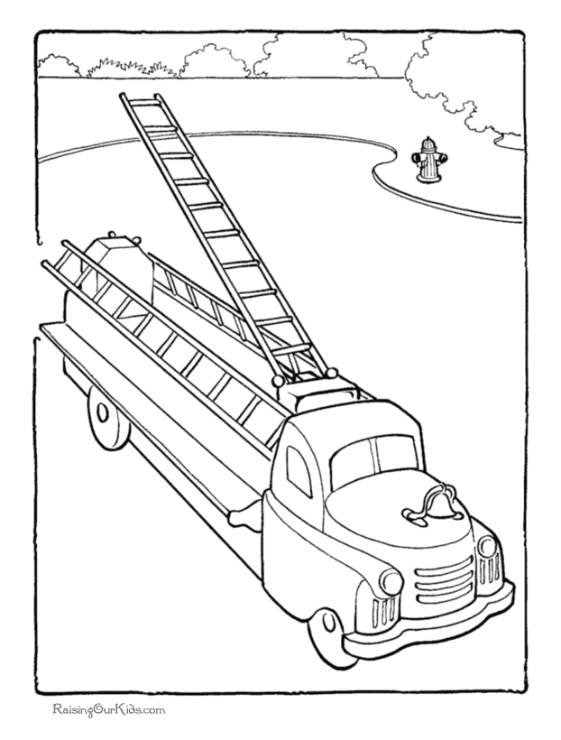 Firetruck kid coloring page 015