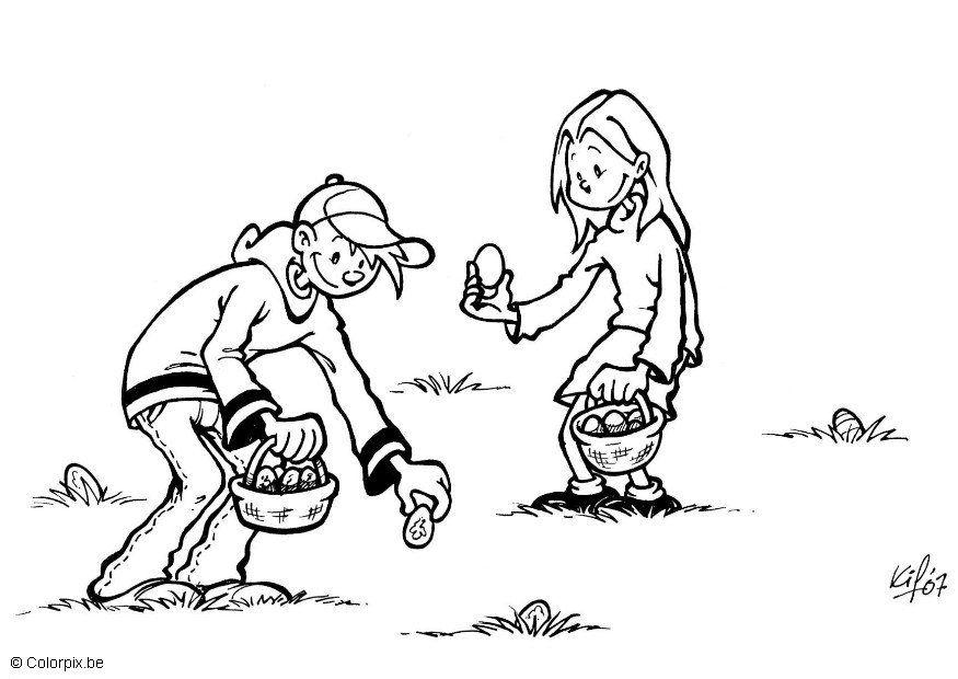 Coloring page collecting Easter eggs - img 5716.