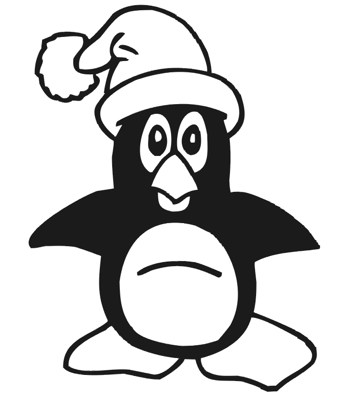 Penguin Coloring Page | Penguin With Santa Hat - ClipArt Best 