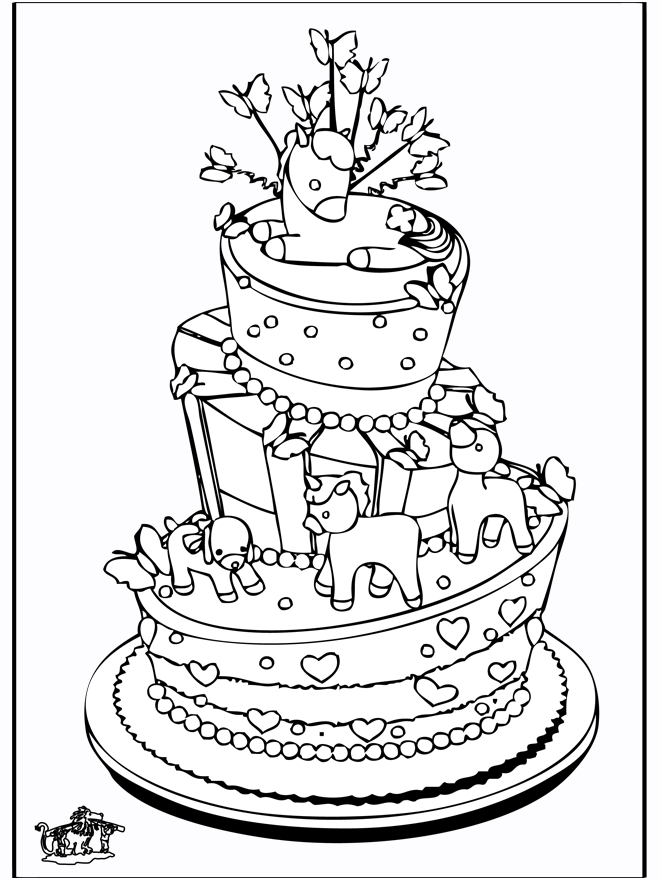 Theme Coloring Pages Birthday Celebration Cake
