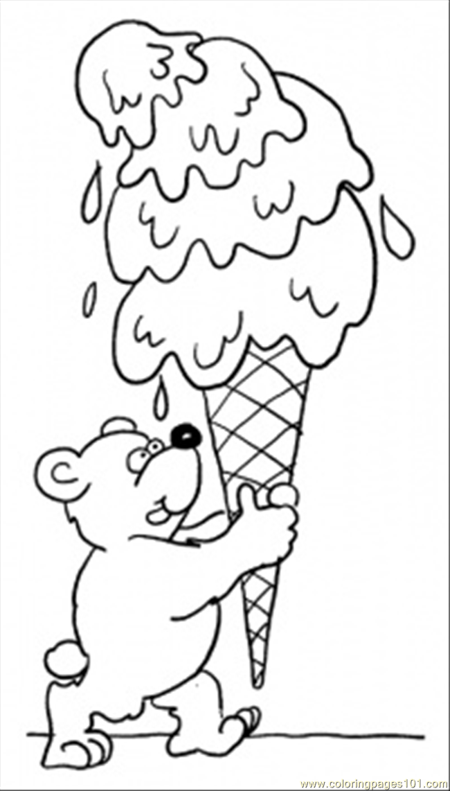 Coloring Pages Teddy Bear With Ice Cream (Food & Fruits > Desserts 