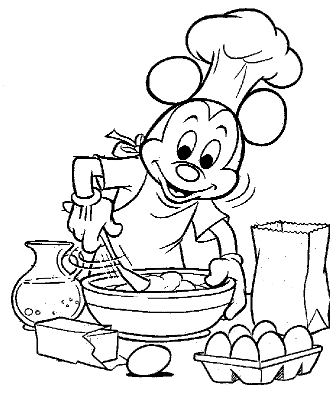 Mickey mouse Coloring page Cooking - smilecoloring.com