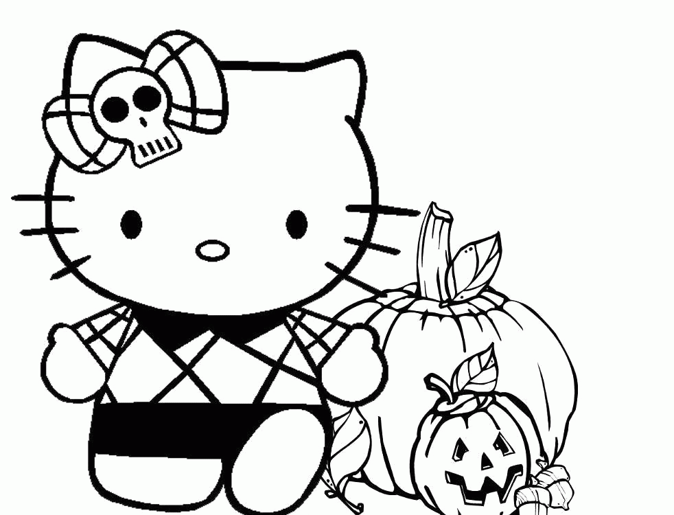 Spooky Halloween With Hello Kitty Coloring Page |Halloween - Coloring Home