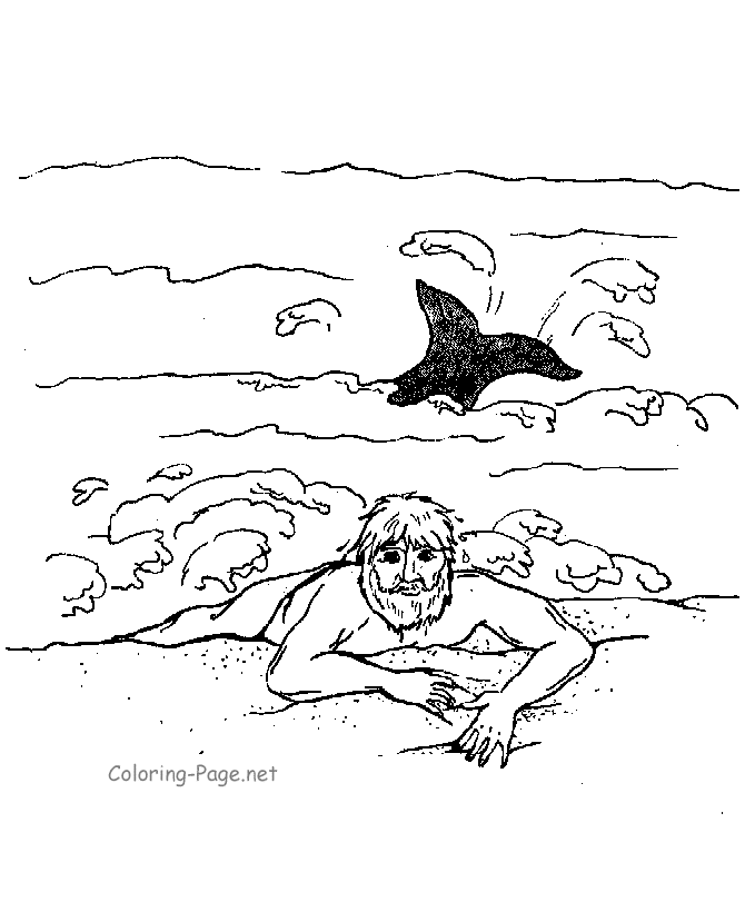 Bible Coloring Page - Jonah and Whale