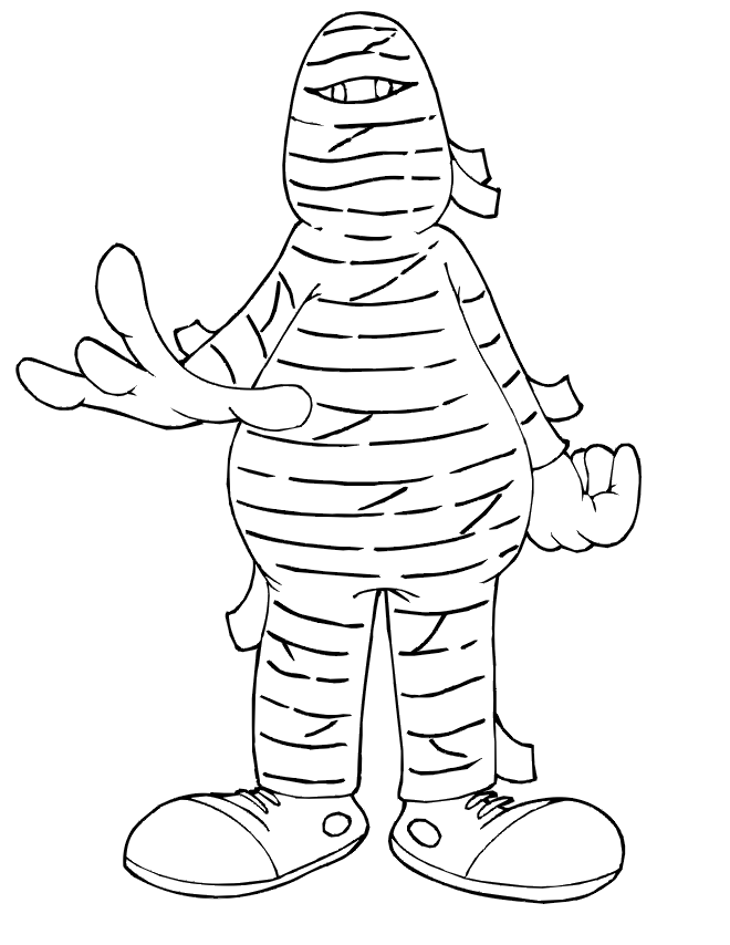 Mummy Coloring Page | Mummy Wearing Sneakers