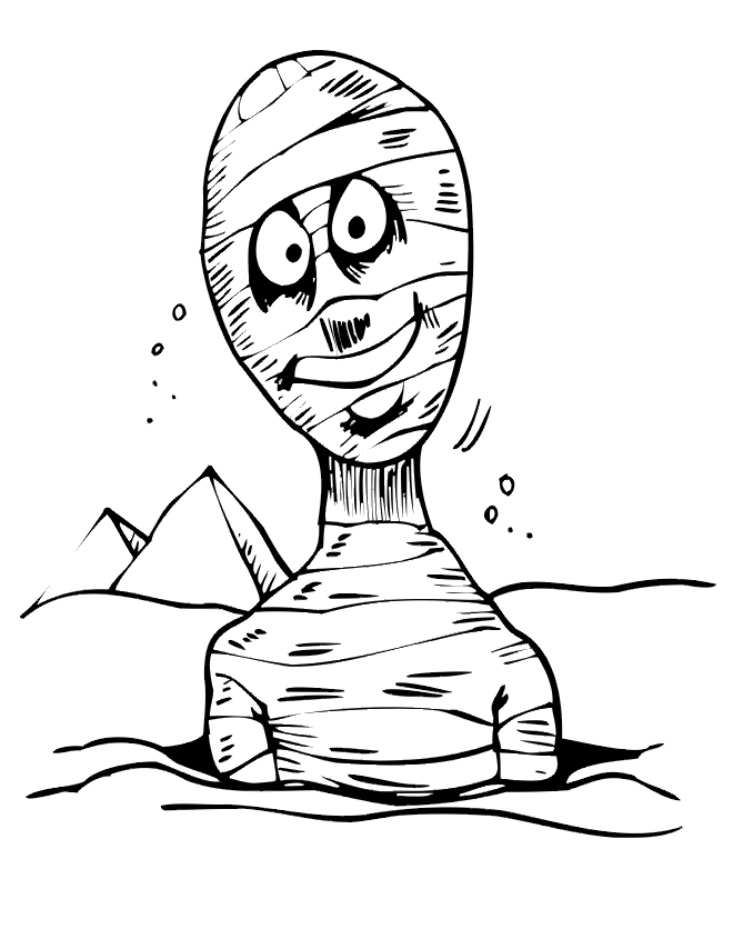 Mummy Coloring Page | Mummy in Sands Of Egypt