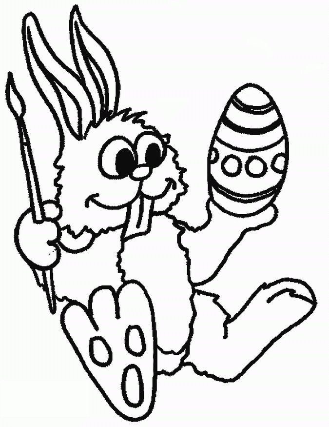 Bunny Painting Eggs Coloring Pages | Coloring Pages