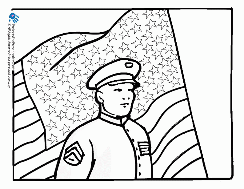 Free Printable soldier flag coloring page - from 