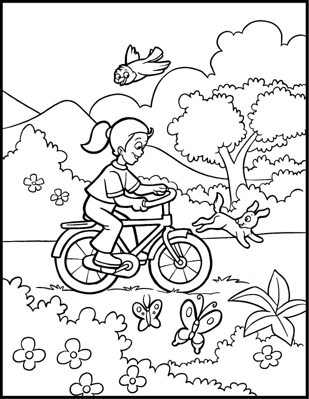 Outdoor Children Activities In Spring Coloring Page Coloring Home
