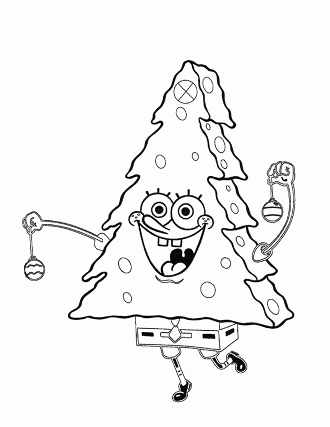 Spongebob High Jump With Delight Christmas Coloring Pages 