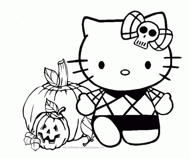 Halloween Coloring Page Hello Kitty | Kids Coloring Page