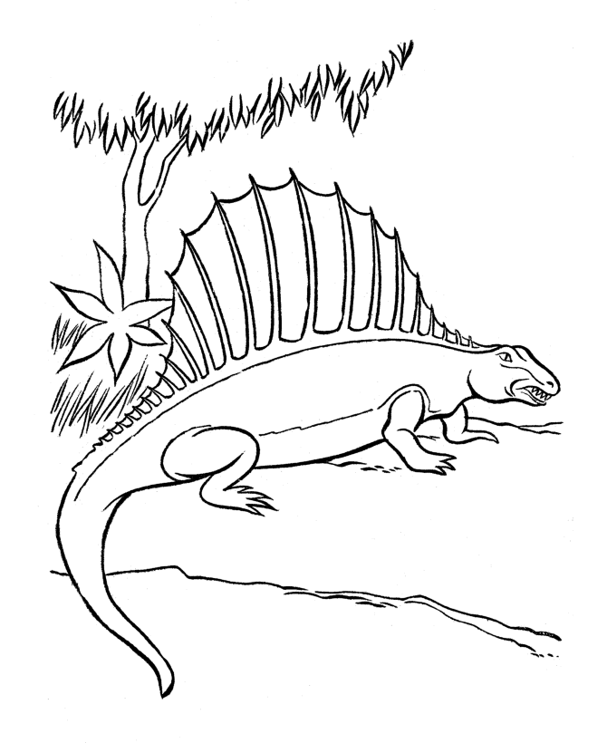 Dinosaur Coloring Pages | Printable Dimetrodon coloring page sheet 