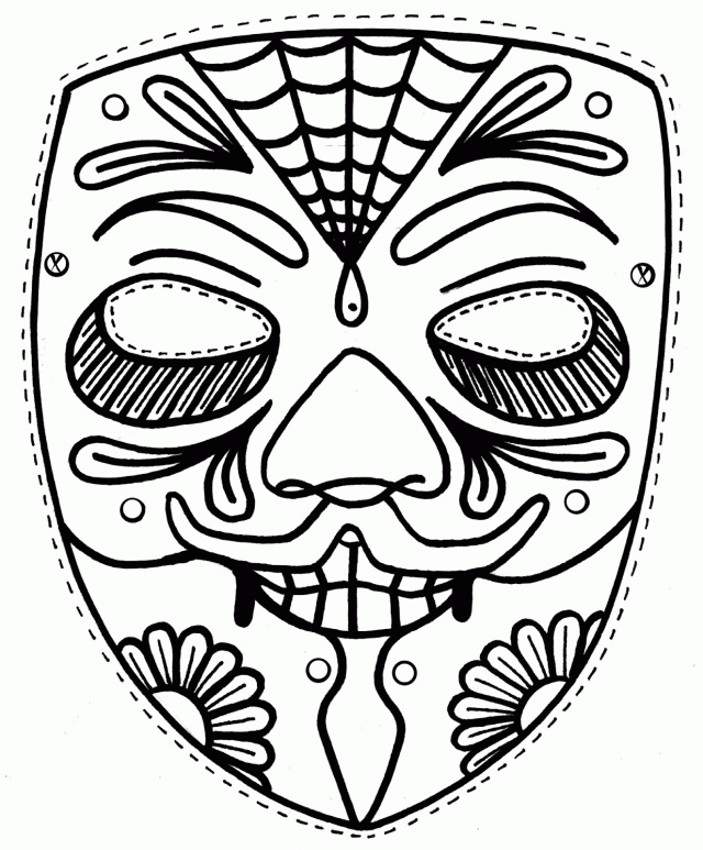 Mask Coloring Pages 5 Vectories 243395 Day Of The Dead Printable 