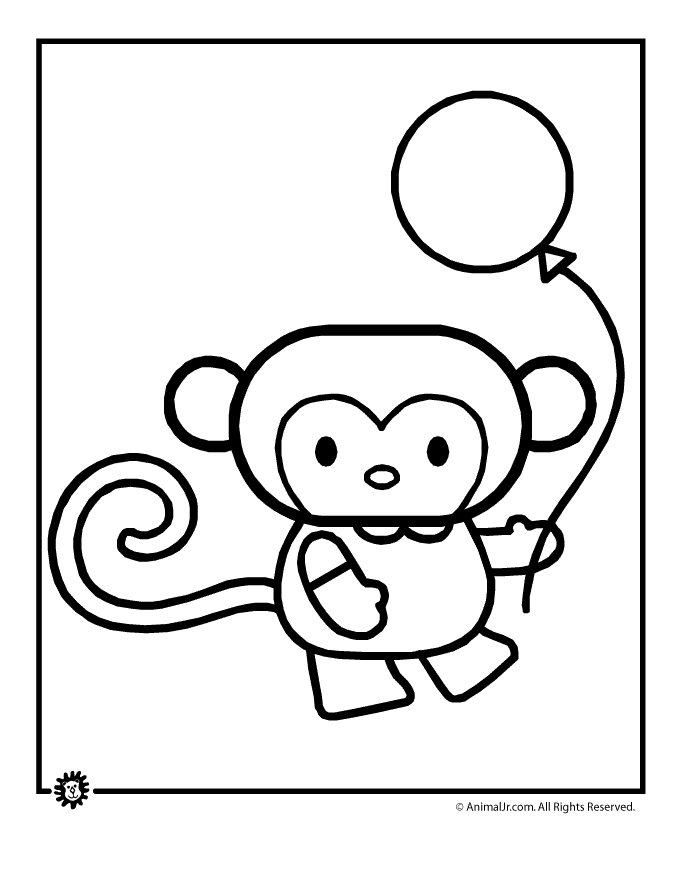 Cute Monkey Coloring Page. | Monkey Printables