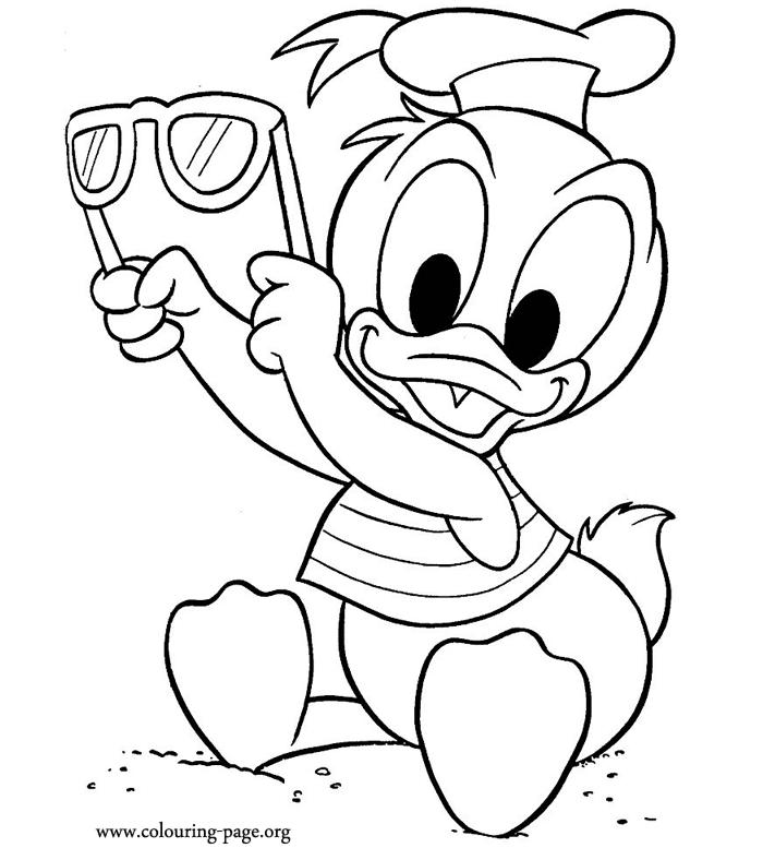 Mickey Mouse - Donald Duck at the beach coloring page