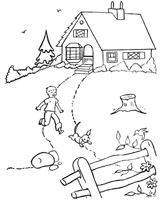 Spring Scenes Coloring Page 1 - Spring Coloring Sheets: Bluebonkers