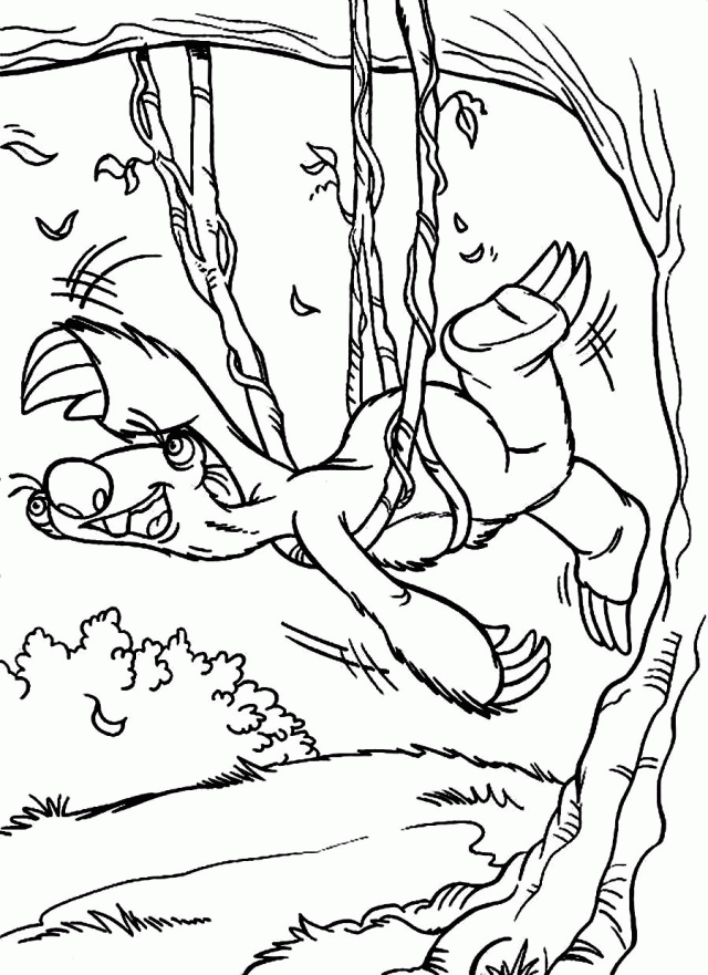 Download Sid Is Hanging On A Tree Ice Age Coloring Pages Or Print 