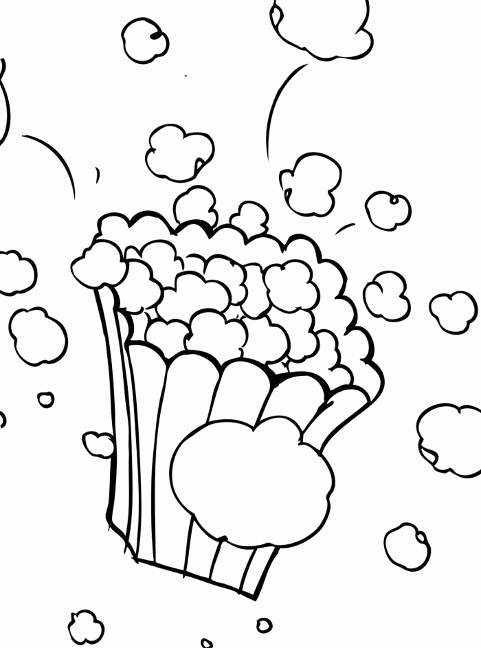 Sweet Popcorn Coloring Pages - Food Coloring Pages : Free Online 