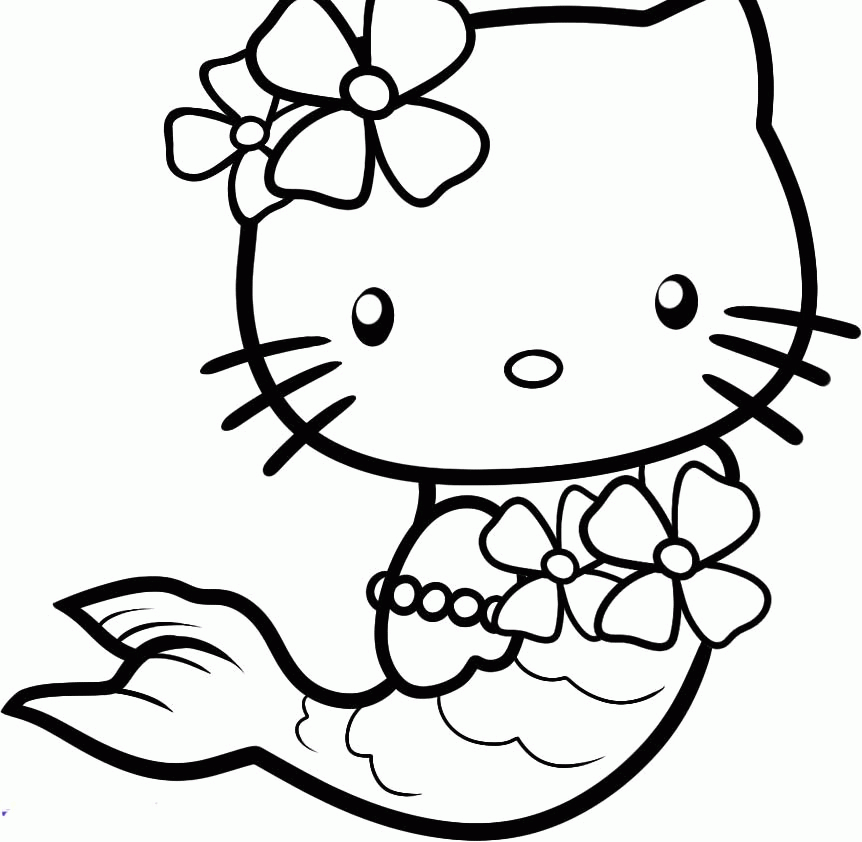 Hello Kitty Wearing A Costume Mermaid Coloring Page |Hello 