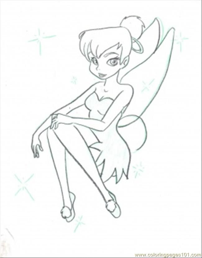 Coloring Pages Tinkerbell Is Sitting (Cartoons > Others) - free 