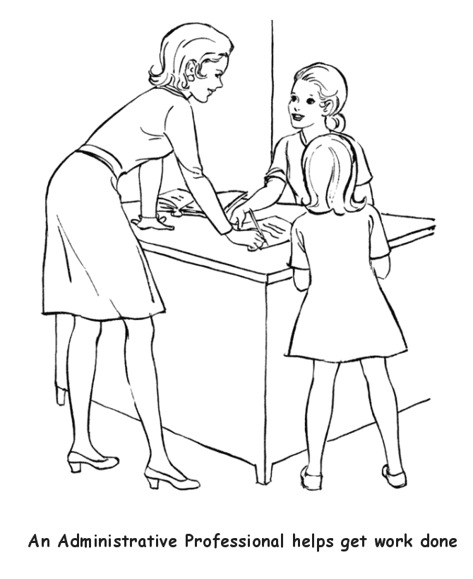 BlueBonkers - Labor Day Coloring Page Sheets - Secretary is a worker