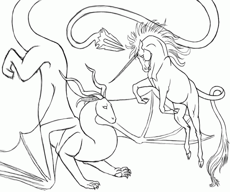 Dragon Unicorn Coloring Pages Print & Download