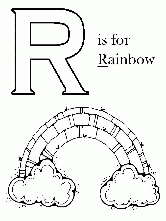 Letter R for Rainbow Coloring Page