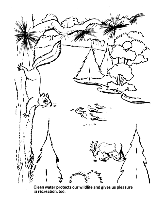 Earth Day Coloring Pages - Ecology protects the clean waters ...